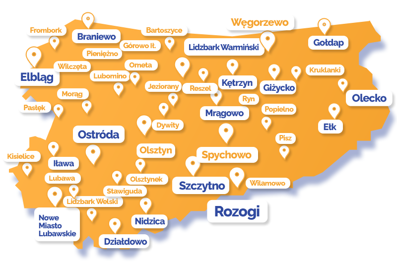 Mapa spotkań otwartych w warmińsko-mazurskim