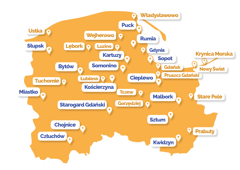 Mapa spotkań w województwie pomorskim